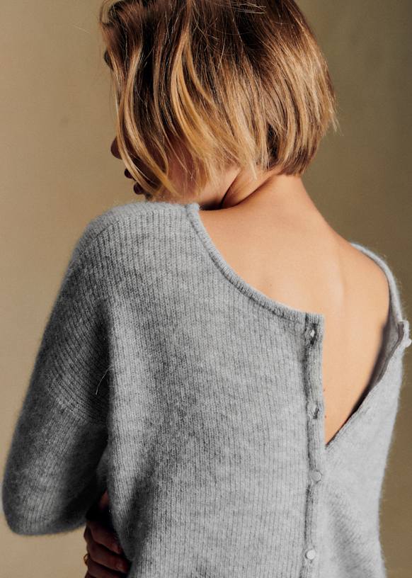 Gaspard Cardigan - Mottled Grey - Super kid mohair - Sézane