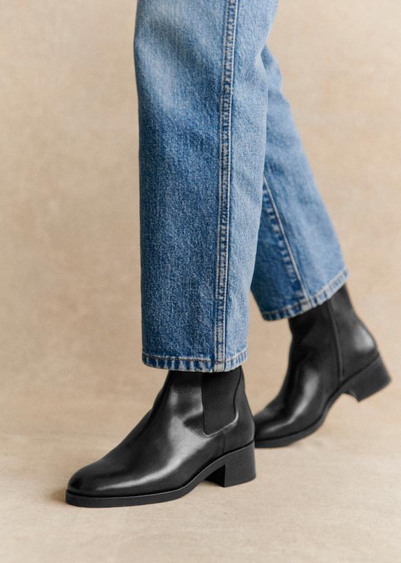 Agnès Ankle Low Boots - Smooth Chocolate - Bovine leather - Sézane