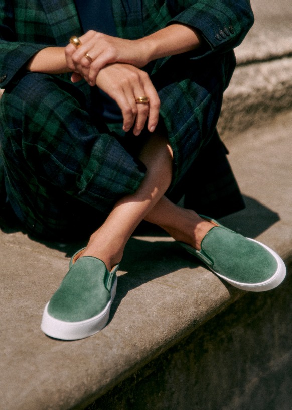 Sea green colour shoes shop