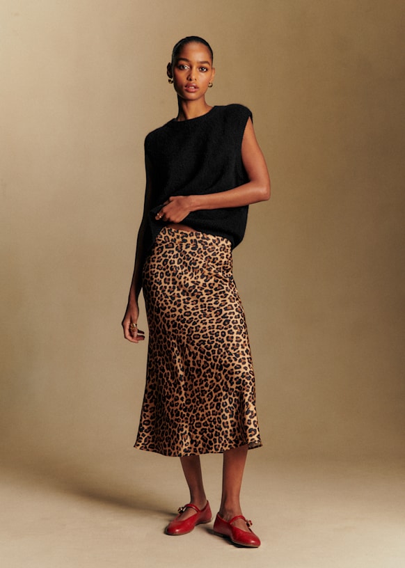 Fibreglass Industries Leopard Print Midi Skirt Xl Sandy Skirt