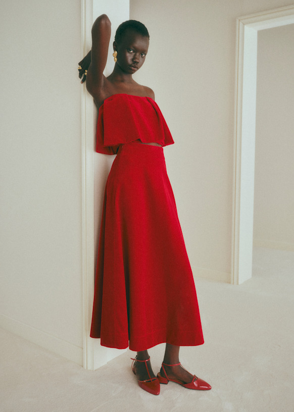 SORIA スカート - レッドベルベット - オーガニックコットン