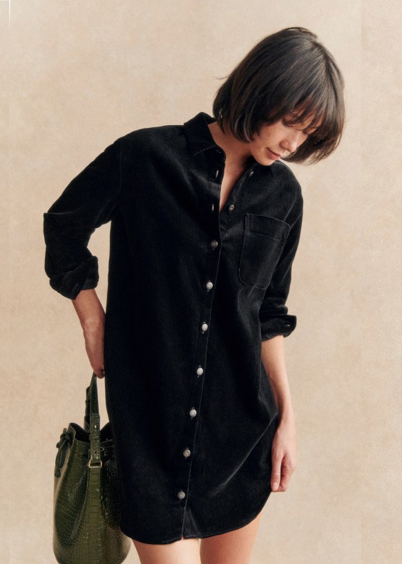 Black velvet shirt dress shop