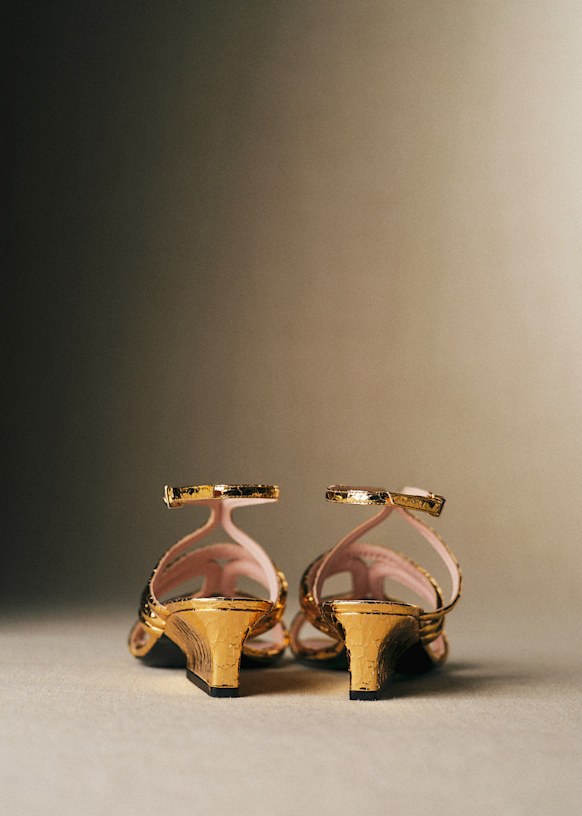 Anna Sandals - CFM Souliers x Editions Sézane - Embossed Gold