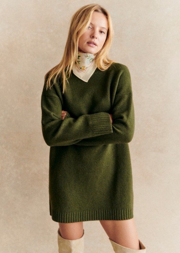 Paulie Dress - Perfect Green - Yak - Sézane