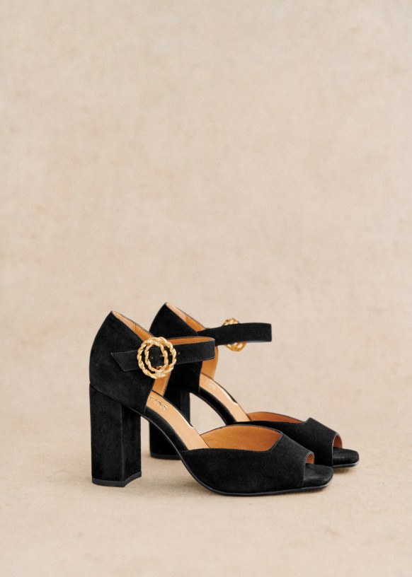 Black suede mary janes clearance