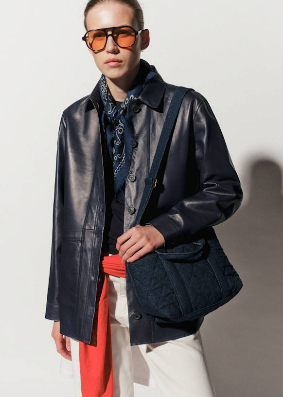 Will Jacket - Suede Olive Green - Goat leather - Sézane