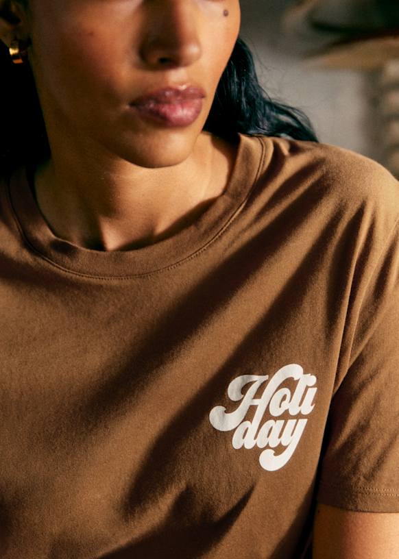 Holiday T-Shirt - Sézane x Holiday - Candy Pink / Ecru - Organic