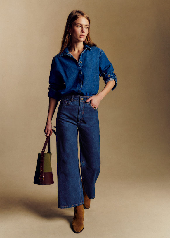 Le Crop - Denim Blue - Organic cotton - organic textile - Sézane