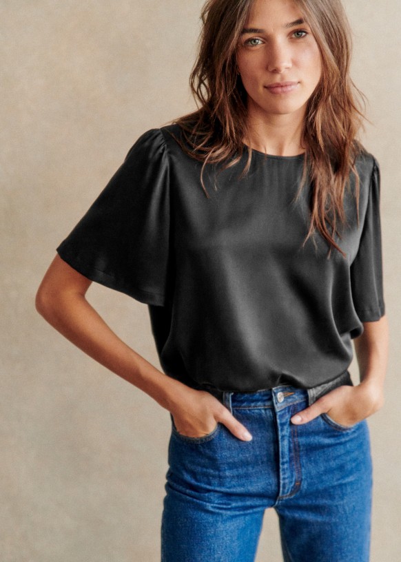 Kitty Blouse - Black - Silk - Sézane