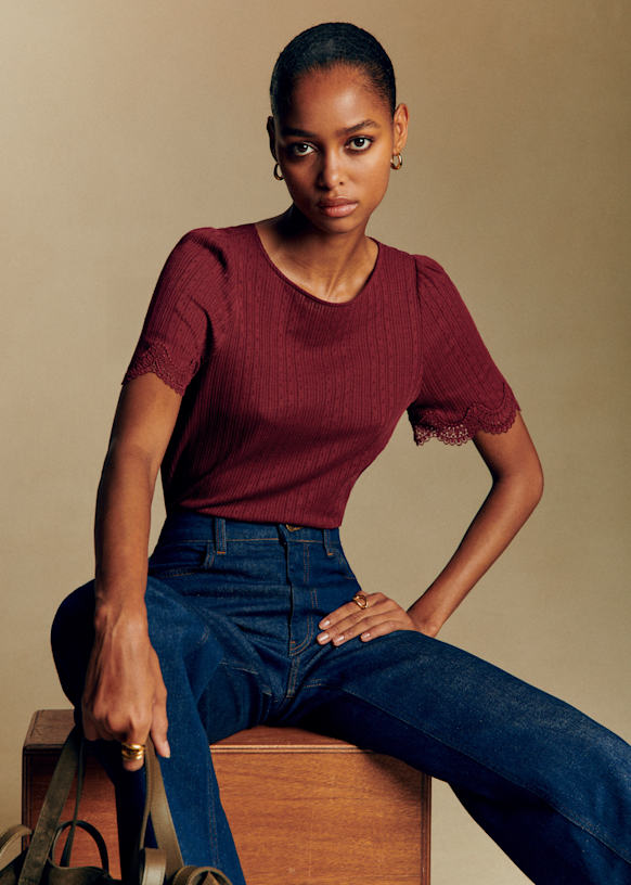 Cléa T-Shirt - Coffee - Organic cotton - organic textile - Sézane