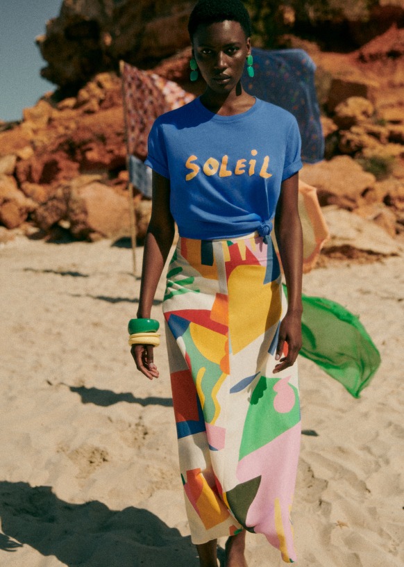 Soleil Manuscrit T-Shirt - Sézane x G.KERO - Pink Creation - Blue