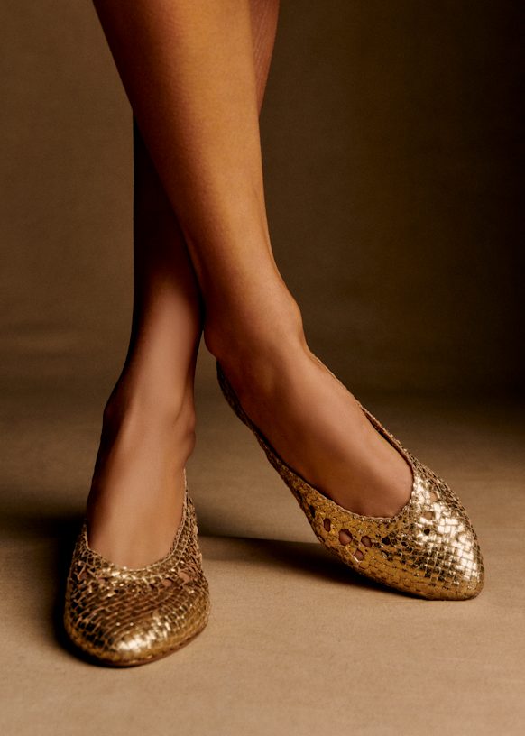 【SEZANE】ロー アーニャ バレリーナ Anya Low Ballerinas - Natural woven raffia - Raffia - Sézane