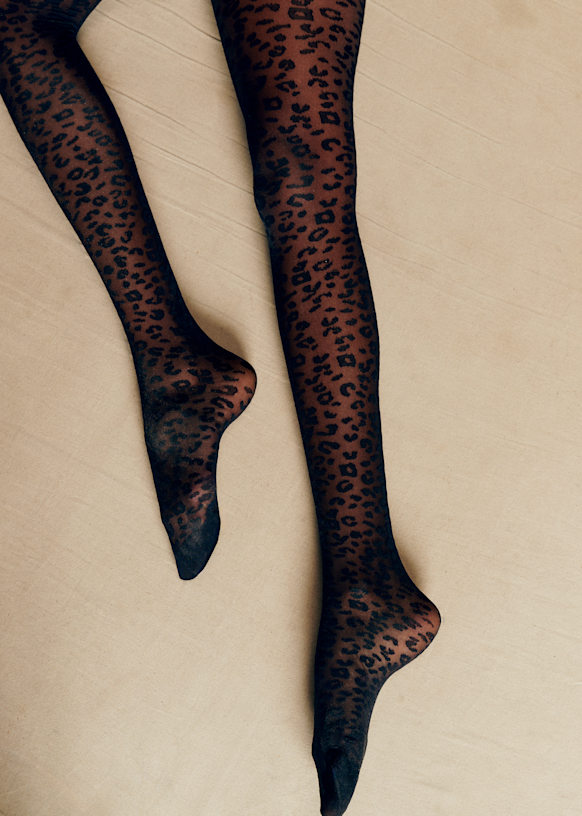 レオパード柄タイツ - 黒 - ポリアミド - Sézane