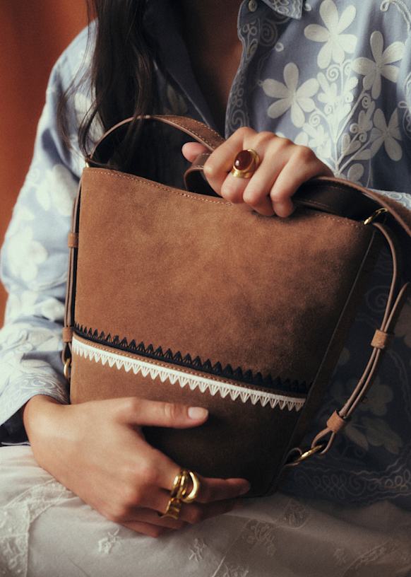 Gary Bag - Sézane x Baziszt - Chocolate Embroidery - Bovine