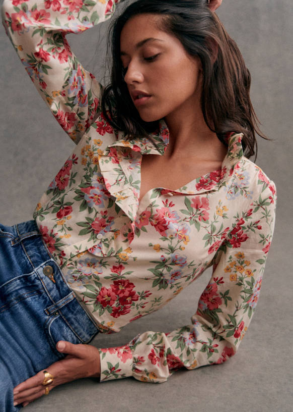 Camicia Chlo Stampa spring flowers Cotone biologico tessuti biologici Octobre Editions