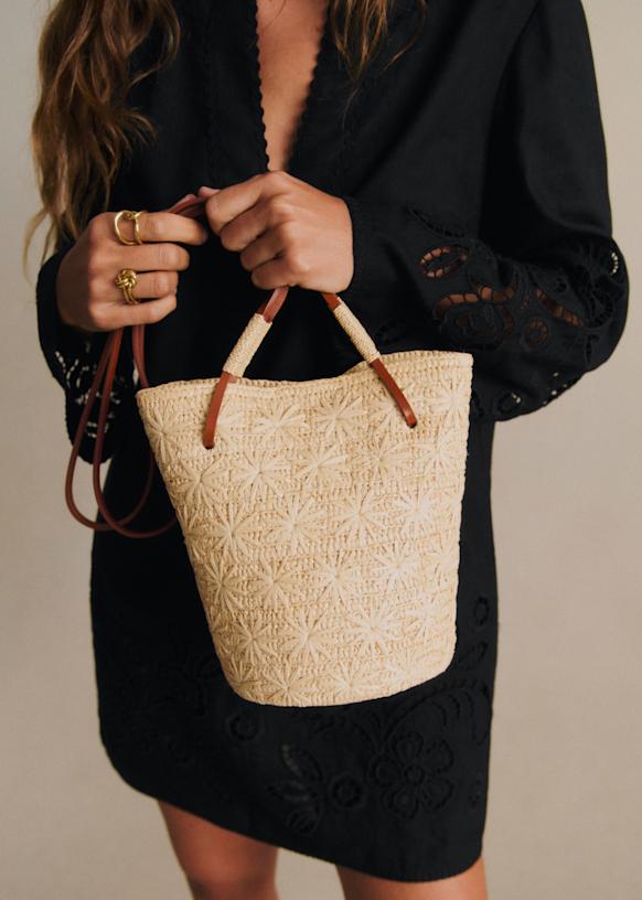 キャシーマム　ロゼラニバッグ Rosie Basket - Natural Raffia Embroidery - Raffia - Sézane
