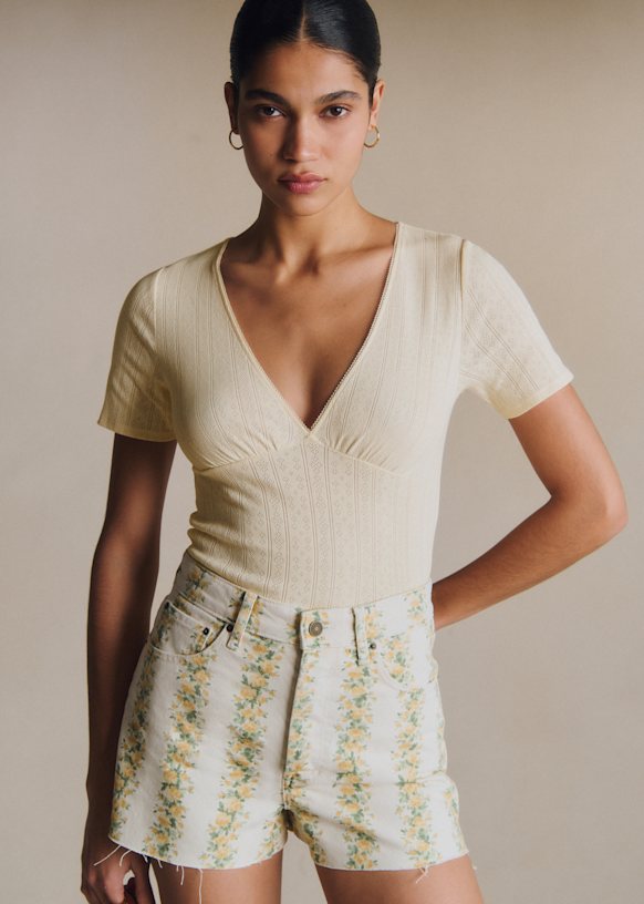 Norah T-Shirt - Cream Pointelle - Cotton - Octobre Éditions