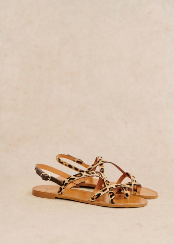Sandales Low Adeline Leopard Cuir bovin pony Sezane