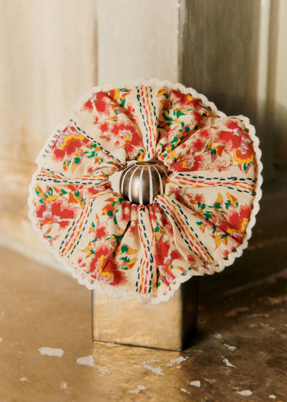 Hair Scrunchie - Fiori Rossi Print - Cotton - Sézane