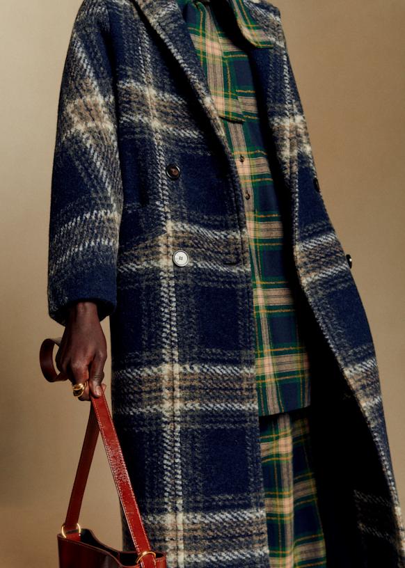 Viktor コート - ベージュとグリーンのチェック - ウール - Sézane