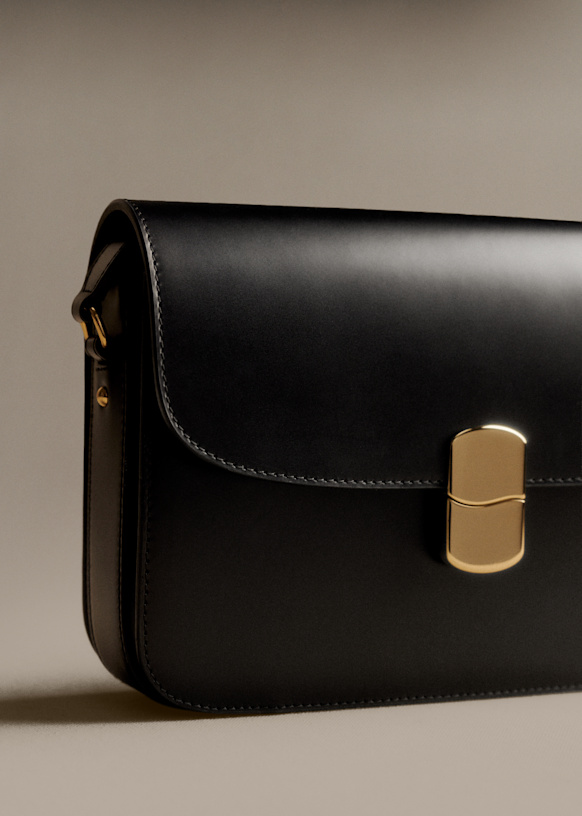 Milo Classic Bag - Woven navy - Smooth lizard embossed leather