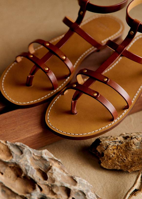 Célia Sandals - Ecru snake - Bovine leather - Sézane