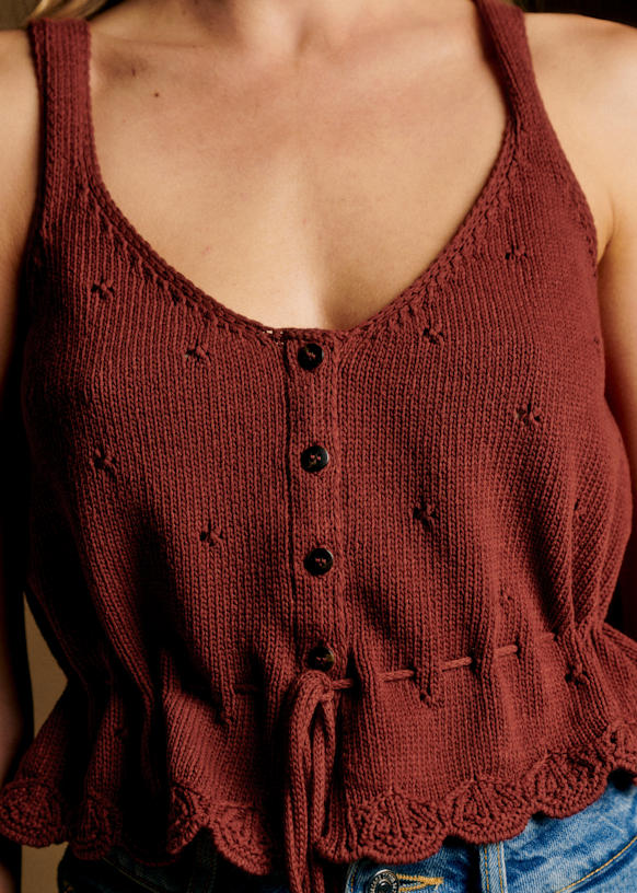Giselle Top - Brick orange - Organic cotton - organic textile - Sézane