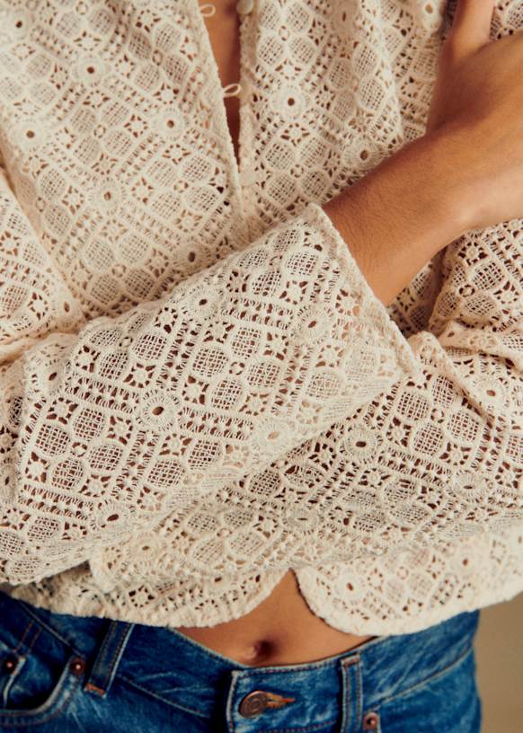 Alwane Shirt - Ecru Guipure Lace - Organic Cotton - Sézane