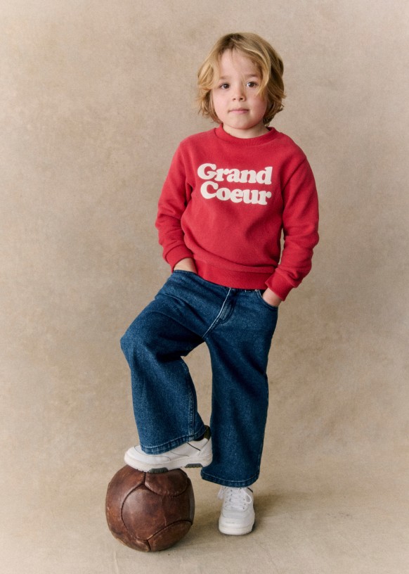 Grand coeur Sweat Shirt Cherry Cream Organic cotton organic textile Sezane