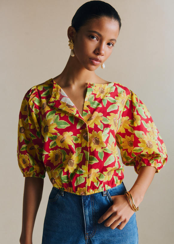 Lipa Blouse - Ecru Hankie Solid Embroidery - Organic cotton