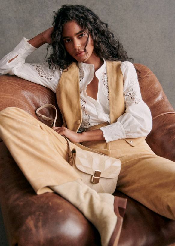 Goran Trousers - Sand - Goat leather - Sézane