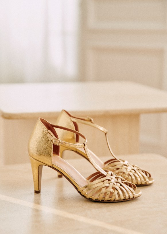 Hortense High sandals - Smooth Ecru - Smooth ovine leather - Sézane
