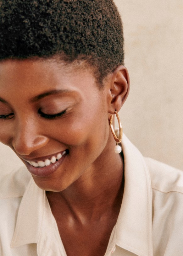 Madewell pearl cheap hoop earrings