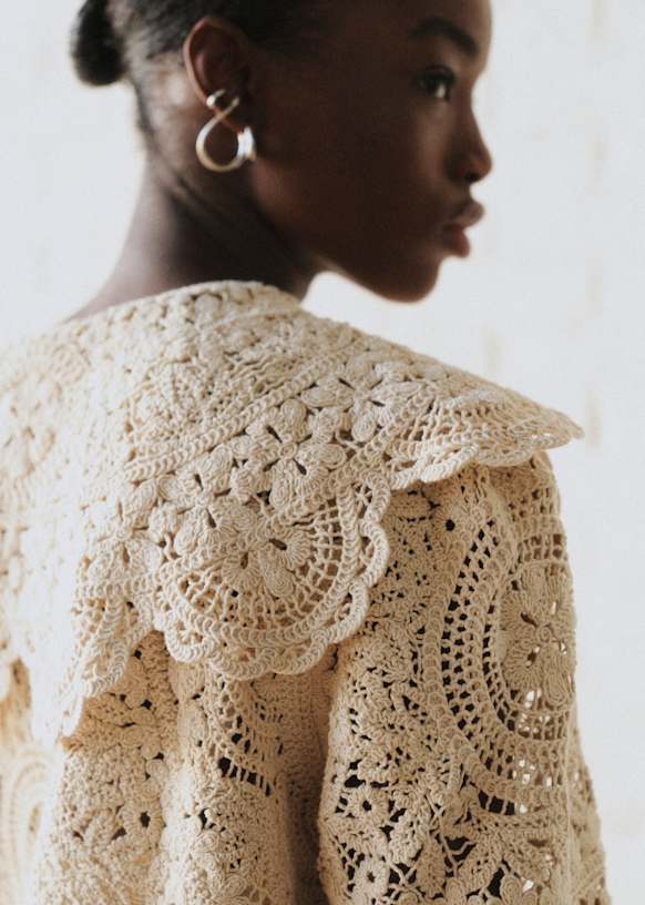 Valya ドレス - Sézane x SEA NY - 無地 クリーム ギピュール