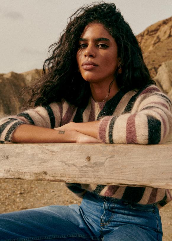 Aurelien Jumper - Black Brown Zebra Print - Kid mohair - Sézane