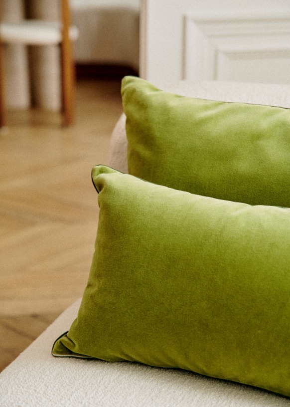 Large lime green top cushions