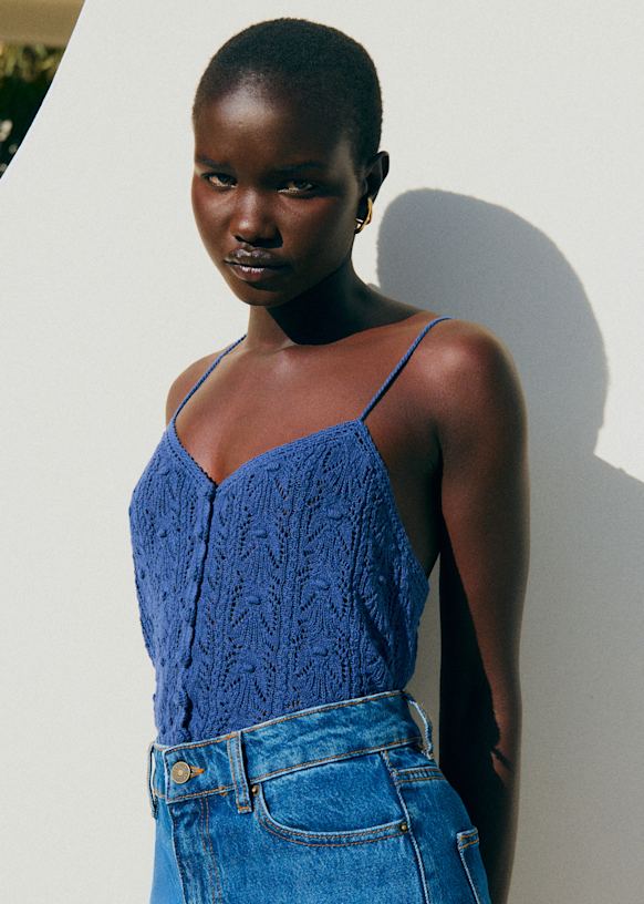 Top Francisco - Bleu Délavé - Coton biologique - textile à base de fibres biologiques - Sézane