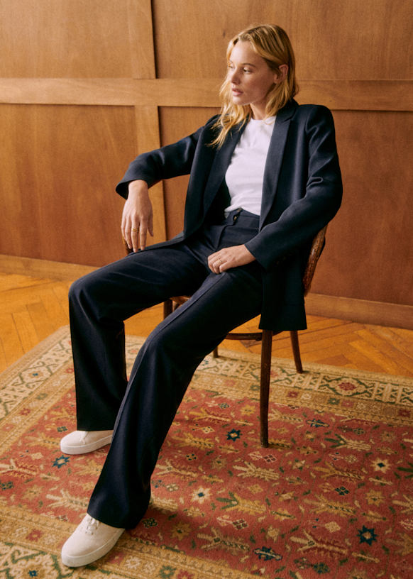 Romane Jacket - Navy Blue - Viscose ECOVERO™ LENZING™ - Sézane