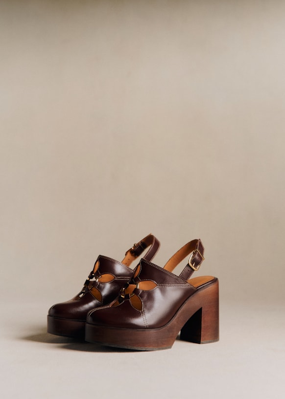 High Maelle クロッグ - Sézane x SEA NY - アイスチョコレート - 牛革