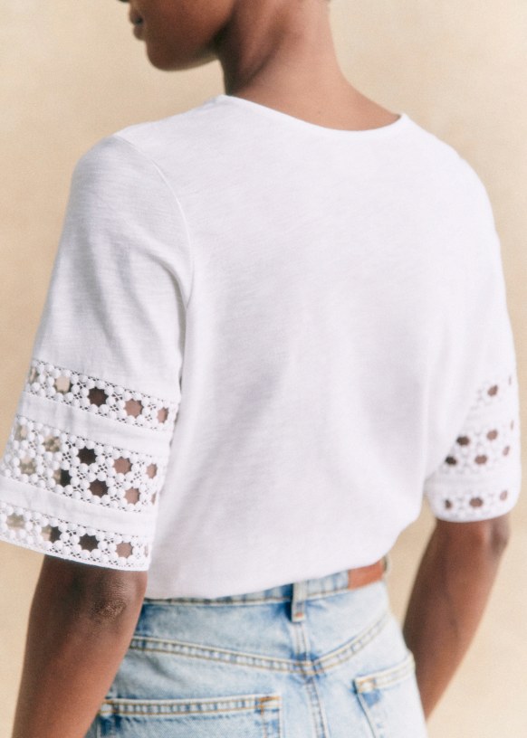 Hortense T Shirt Ecru Organic cotton organic textile Sezane