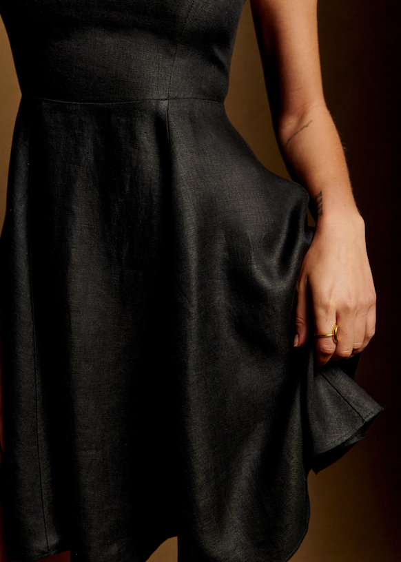 sezane black linen dress Armida Dress