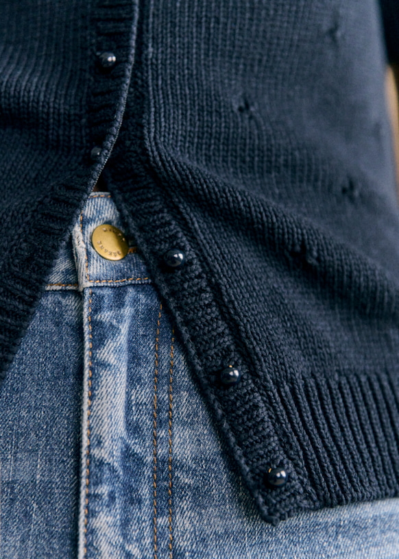 Kyle Cardigan - Navy - Organic cotton - organic textile - Sézane