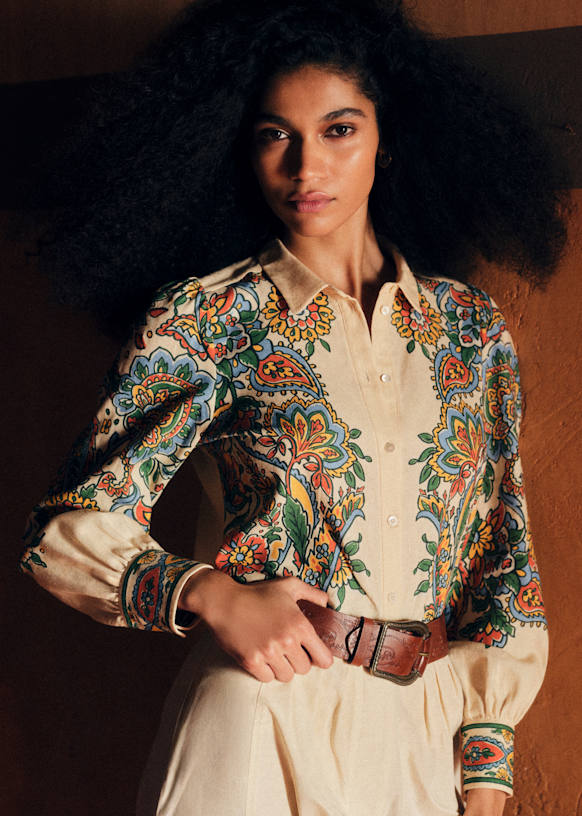 Claudio Shirt - Riola Print - Linen - Octobre Éditions