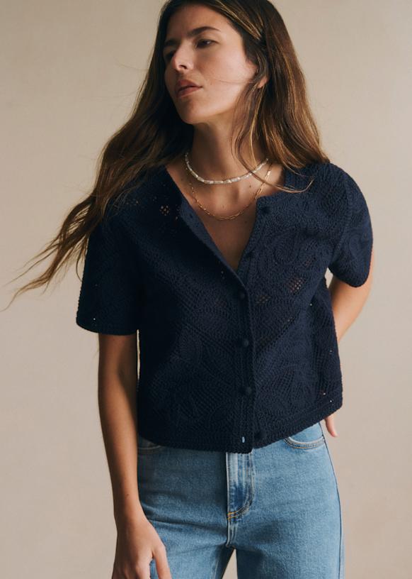 Norissa Shirt - Navy Lace - Organic Cotton - Sézane