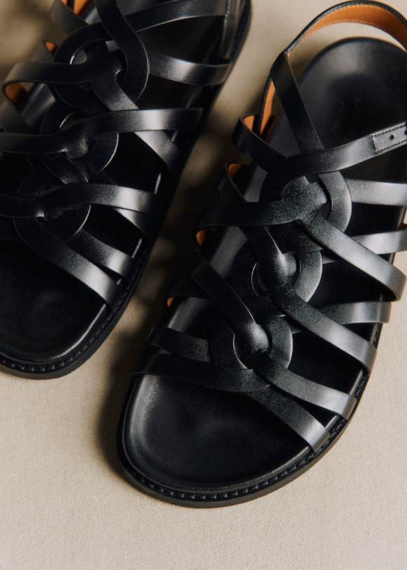 Audrey Low Sandals - Glossy Black - Bovine leather - Sézane