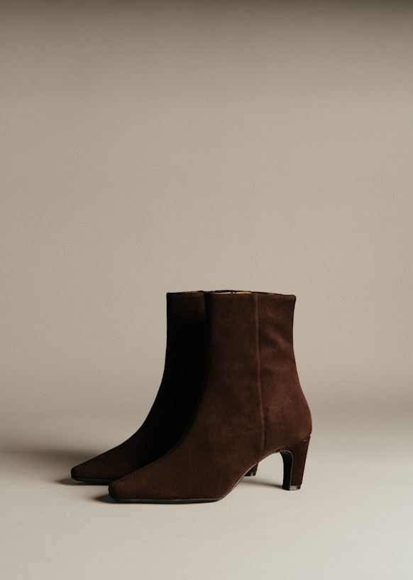 Marli Mid Boots - Navy - Split cowhide leather - Sézane