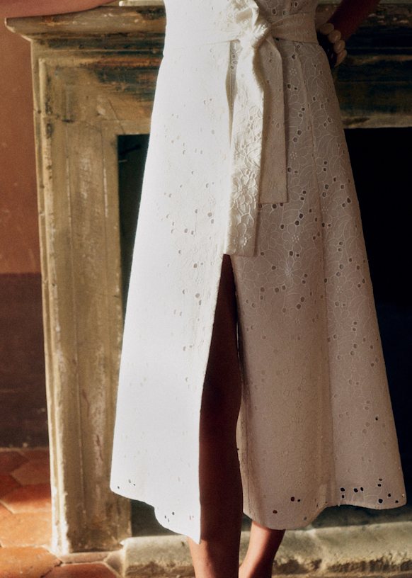Rica Dress - White Floral Embroidery - Organic Cotton - Szane Rica Dress - White Floral Embroidery - Organic Cotton - Szane