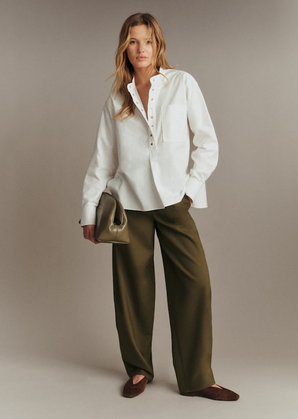 ヨッシーページ ヨッシーページ カーキ34×30 Yvan Trousers - Olive Green - Wool - Sézane