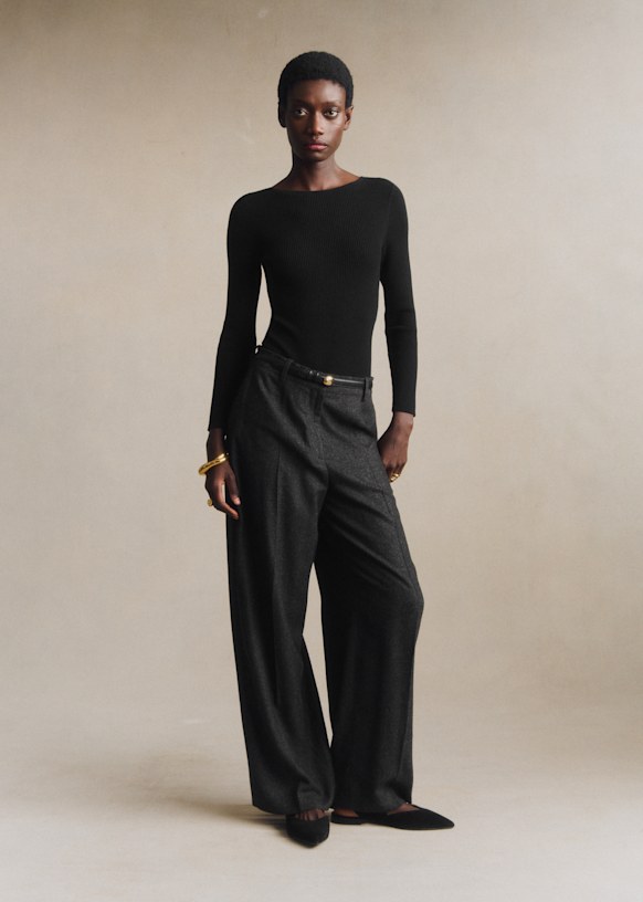 Cassie Bodysuit - Black - Merino Wool - Sézane