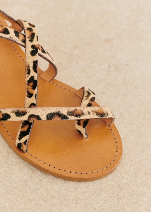 Adeline Low Sandals - Leopard - Pony effect cowhide leather - Sézane
